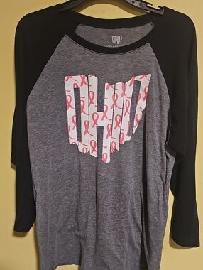 Ohio Allegiance Women's Size Large Breast Cancer Ribbon 3/4 Sleeve T-Shirt